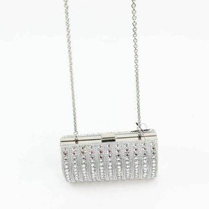 International Concepts Womens Ranndi Clutch Handbag Metallic Chain Handle S New